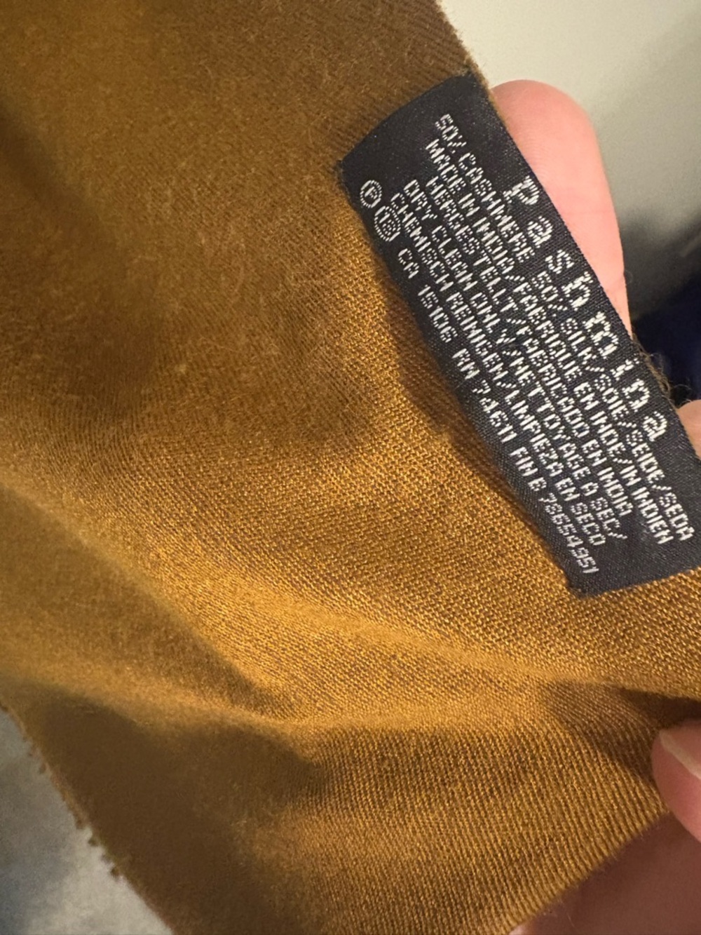 pashmina Brown cashmere silk Wrap Scarf with Fringe - Picture 3 of 3